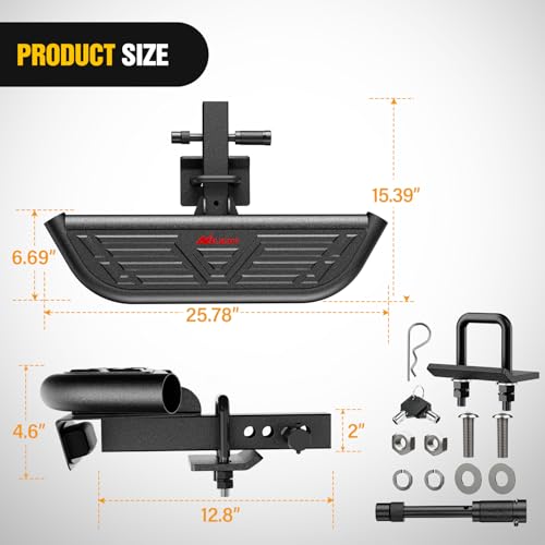 Image of Nilight Hitch Step 2 Inch Receiver Universal with LED Light, Pin Lock and U-Bolts Stabilize,Rear Bumper Guard for Pickups Trucks Vans SUVs ATVs