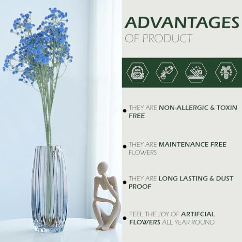 Image of HOMEVERSE 05 Pcs Baby Breath /Gypsophila Artificial Fake Silk Plants Wedding Party Decoration Real Touch Flowers DIY Home Garden(Light Blue-05)