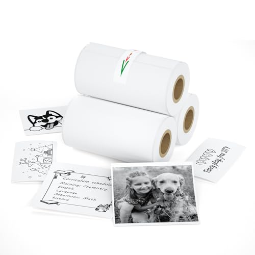 iDPRT Mini Thermal Sticker Paper - (57x29mm, 3.5m/Roll) for Instant Cameras Sticker Printer S1- Refill for Kids' Pocket Printer, Mini Photo Printer Labels, for Photos, to-do Lists, 3 Rolls