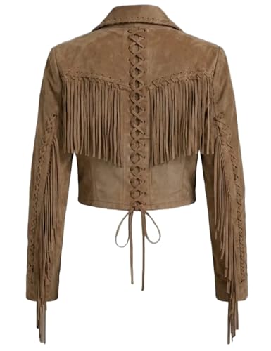 Chaqueta de ante con flecos para mujer estilo vaquero occidental 4