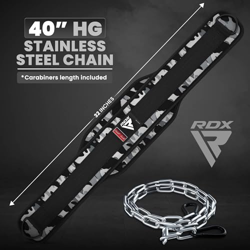RDX Ceinture de Leste Musculation, 6'' Dip Belt avec 40CM Chaîne, Ceinture Lestée Poids pour Pullup Powerlifting Levage Dipping Haltérophilie L'entraînement en Force Bodybuilding Workout, Homme Femme – Image 3