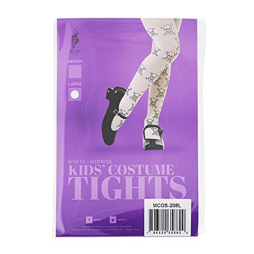 Pirate Skull & Crossbones White Tights | Kids Halloween Costume Dress Stockings (Medium) #TOP3