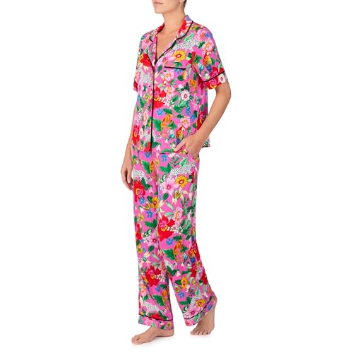 Room Service Womens Pajama Sets, Short Sleeve Stretch Rayon Button Down Top with Pants 2 Piece Lounge Sets for Women2