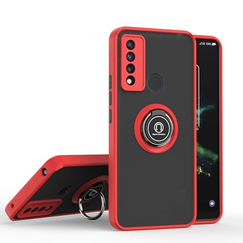 Rfvzubemok Compatible with TCL 30 XE Case,Compatible with TCL 30 XE 5G T767W Built-in Bracket Car Magnetic Shockproof and Anti-Drop Phone Case Cover Red