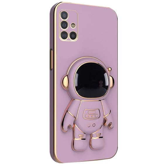 Image of for Samsung Galaxy A71 Case Cute 3D Astronaut Stand Design Camera Protection Shockproof Soft Back Cover for Samsung Galaxy A71 (Purple)
