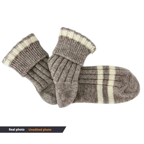 Image of 92% Merino Wool Socks Rib-Knit Home Natural, Made in Mongolia