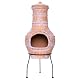 Aztekenofen Nexos Trading Terrassenofen aus Terracotta mit Stahlgestell