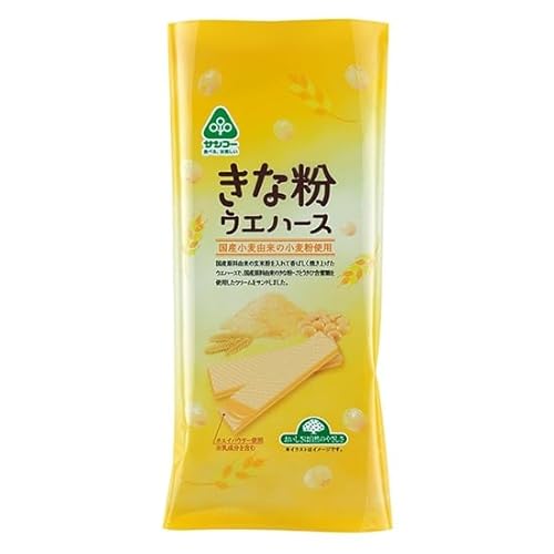 ムソー サンコー きな粉ウエハース 14枚×15個。国産大豆きな粉・さとうきび含糖蜜使用のクリームをサンドしたウエハース
