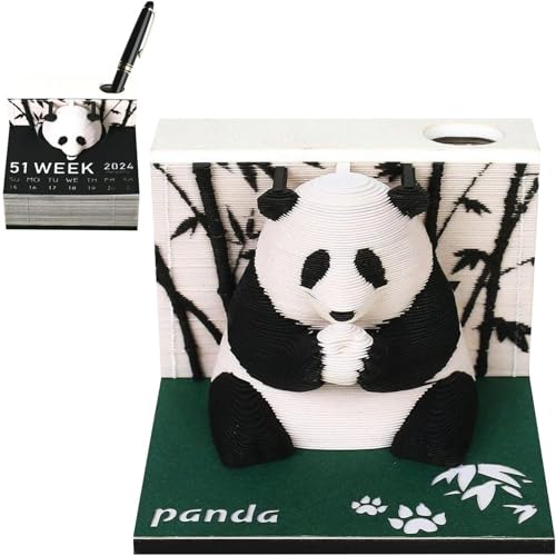 Bloc-notes 2024 sculpture 3D panda pour une décoration de bureau zen - 2