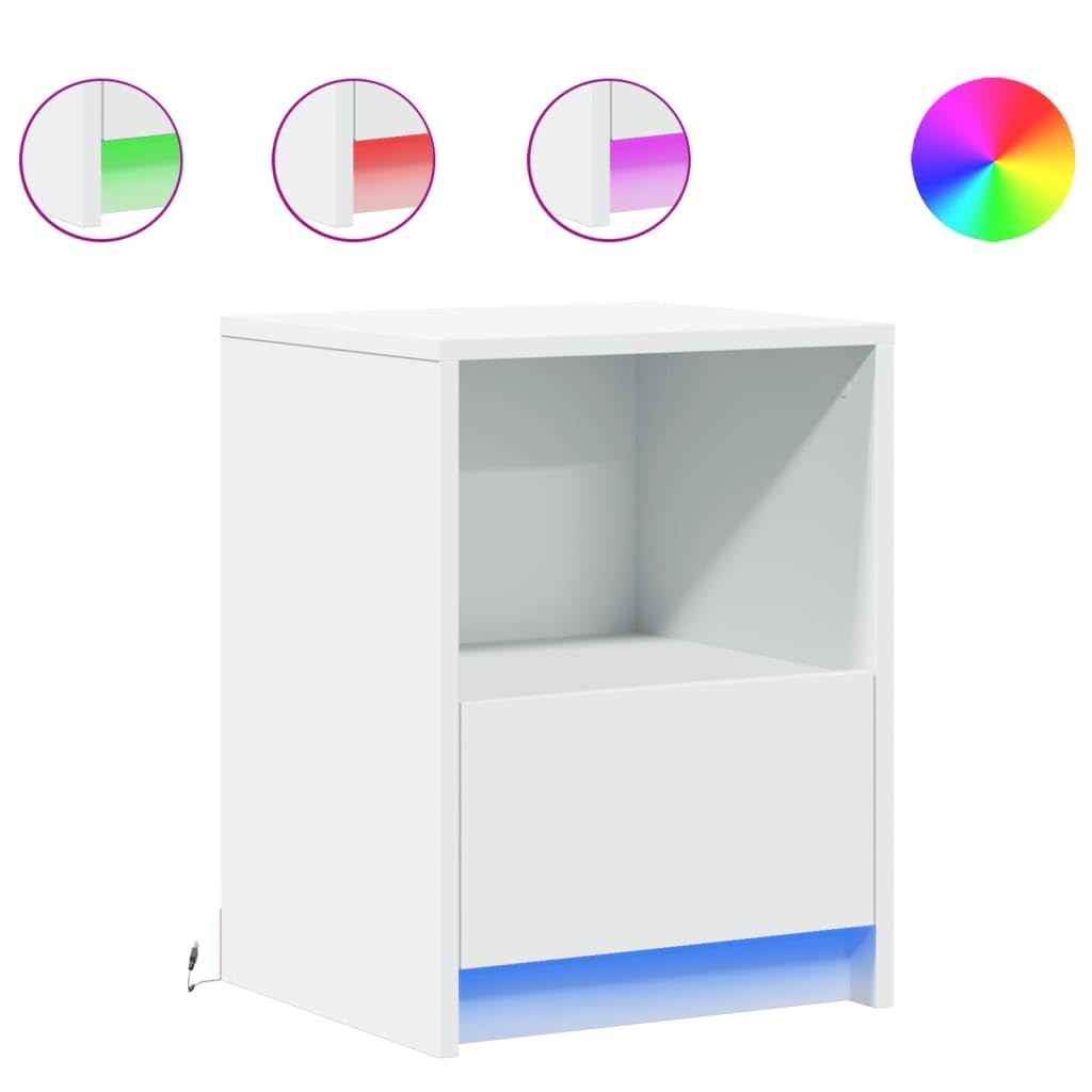 Moderner Nachttisch mit RGB-LED-Beleuchtung und Schublade aus langlebigem Holzwerkstoff für Schlafzimmer und Wohnbereich