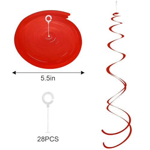 Image of Ceiling Swirl Foil Decorations Hanging Plastic Streamer Themed Swirl Party for 4th of July Graduation Celebration Labor Day, Pack of 28 (Blue Red and Sliver)