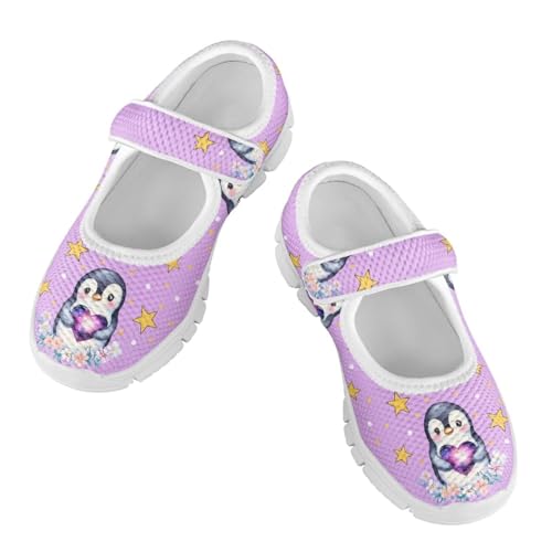 JoyLamoria Cartoon Penguin Print Toddler Girl Dress Shoes - Flower Girl Ballet Flats Party School Shoes Wedding Mary Jane Flats 11-2.52