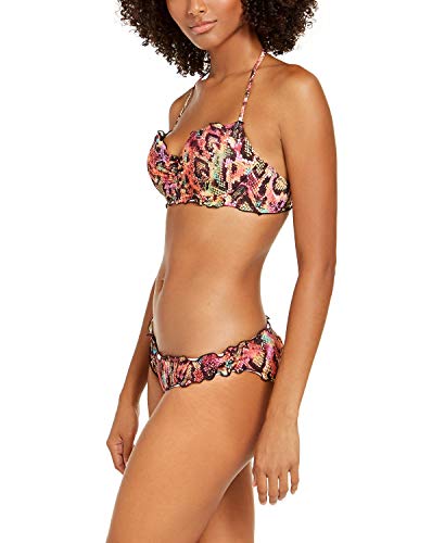 Sundazed Top de biquíni feminino Reptilia estampado Nixie com babados e frente única, Python Multi,