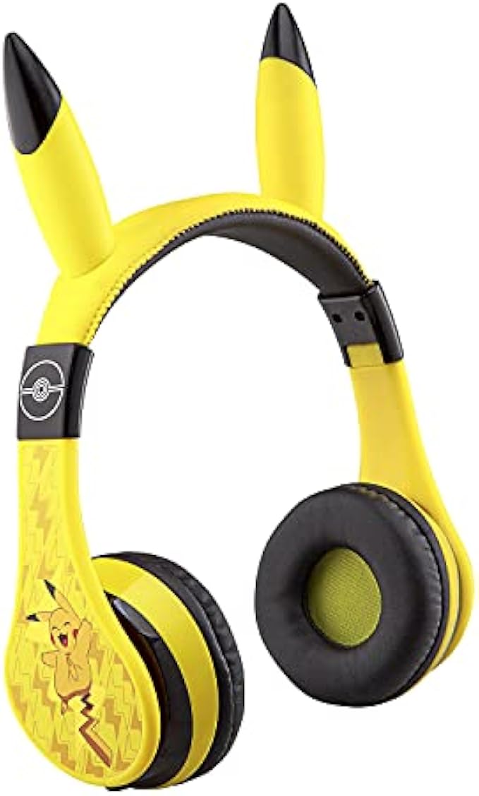 eKids Pokemon Kids Bluetooth Headphones, Wireless Headphones with Microphone Includes Aux Cord, Volume Reduced Kids Foldable Headphones for School, Home, or Travel