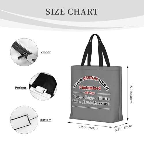 Custom Personalized Tote Bag With Your Team Logo Text Image Custom Bags For Work Travel Shopping Women Shoulder Handbag4