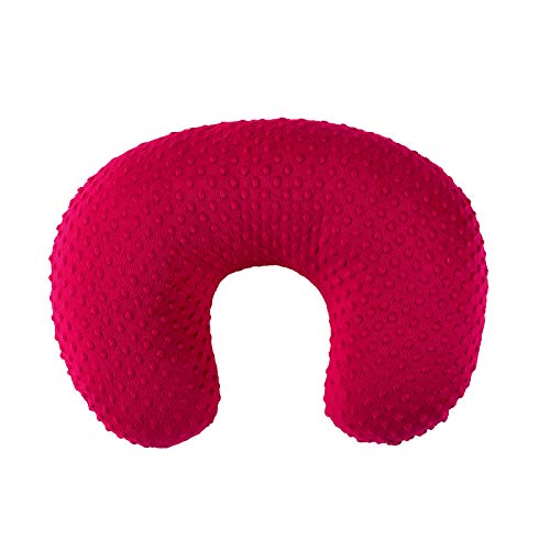 Image of QUENESS Nursing Pillow Cover Breastfeeding Pillow Cases Plush Dot Slipcover (Red)
