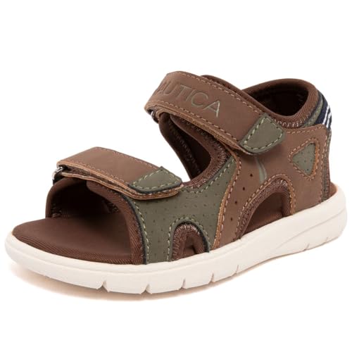 Image of Nautica Toddler Boys Sport Sandals - Lightweight Athletic Open-Toe Summer Shoes with Dual Adjustable Hook and Loop Straps for Outdoor Play, Beach, and Water