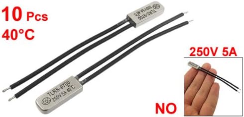 sourcing map 10 Pcs Bimetal Temperature Control Switch Thermostat 40C N.O TLRS9700, Silver Tone, Black - Image 3