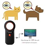 Smoostart Haustier Mikrochipscann, Tierchip Lesegerät Chipleser Hunde Chip Scanner Katze ISO11784/(85) FDX-B/EMID Mikrochip Lesegerät für Hunde/Katze 1000 Daten (New Black)