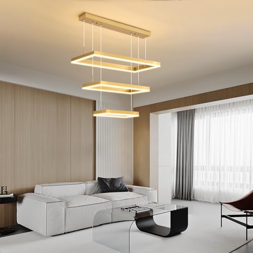 Mikeru Lampada a sospensione LED 40+60+80 cm oro dimmerabile sala da pranzo funzione memoria 10-100% 3000/4500/6000 K cucina