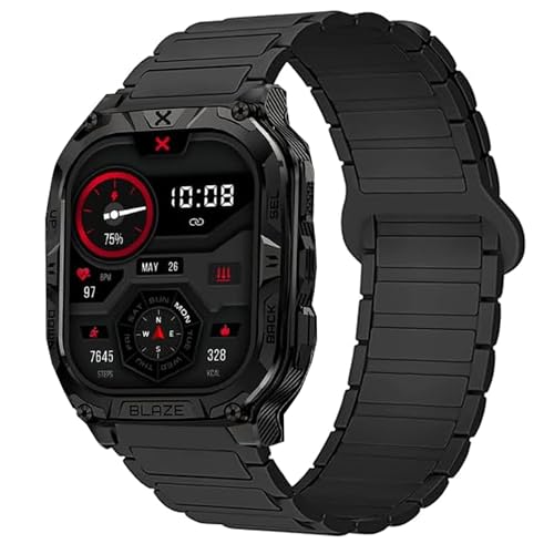 Compatible with Carbinox Blaze S Bands Magnetic Silicone Sport Strong Magnet Strap Watchband Compatible with Carbinox Blaze Round Blaze S Blaze Square X-Ranger Vortex Vesta Smart Watch (Black 22mm size band)