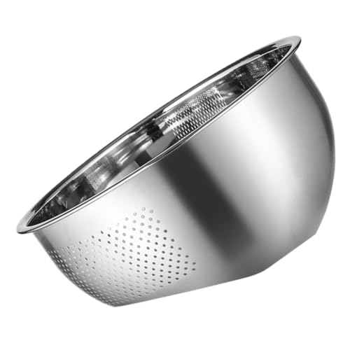 Beaupretty ステンレス製水切りかご 大容量 サビに強い滑らか排水バスケット キッチン用野菜 米研ぎ兼用シンクコランダー 家用実用的ドレイナ