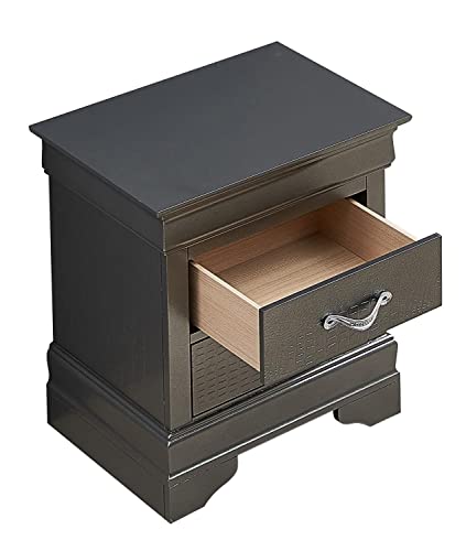 Passion Furniture Lorana 2-Drawer Metalic Black Nightstand PF-G6502-N