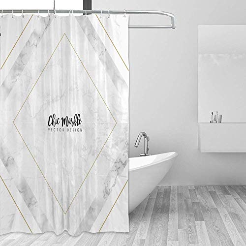 Rideau de douche marbre 182x182 cm en polyester imperméable avec crochets - 5