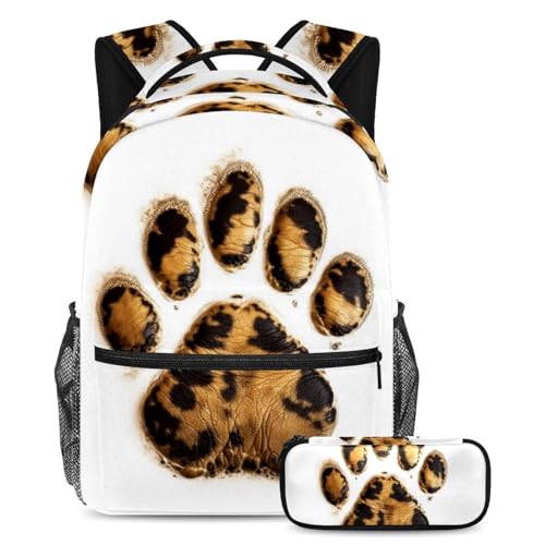 Sac à dos grande capacité avec trousse imprimé animaux pour les cours et les voyages ado