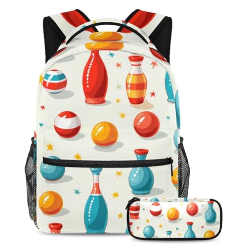 Cartables bowling coloré lot de 2 grand format avec trousse pour ados