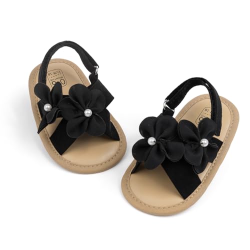 Image of Miamooi Infant Baby Girls Boys Sandals Summer Bowknot Crib Shoes Toddler Pu Leather Flower Soft Rubber Sole Dress Flats First Walker Shoes
