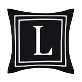 BLEUM CADE Pillow Covers English Alphabet L Throw Pillow Cover Black Throw Pillow Case Modern Cushion Cover for Sofa Bedroom Chair Couch Car (Black, 18 x 18 Inch)
