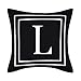 BLEUM CADE Pillow Covers English Alphabet L Throw Pillow Cover Black Throw Pillow Case Modern Cushion Cover for Sofa Bedroom Chair Couch Car (Black, 18 x 18 Inch)