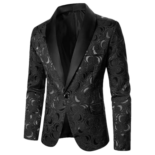 Men Suit Coat Rose Pattern Bright Fabric Contrast Color Collar Party Design Causal Slim Fit Men Blazer3