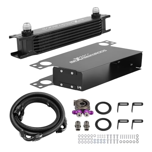 maXpeedingrods Enfriador de aceite 7 filas AN10 con termostato, adaptador de sándwich M20 x 1,5, juego de conexión universal adicional, refrigeración externa, enfriador de aceite