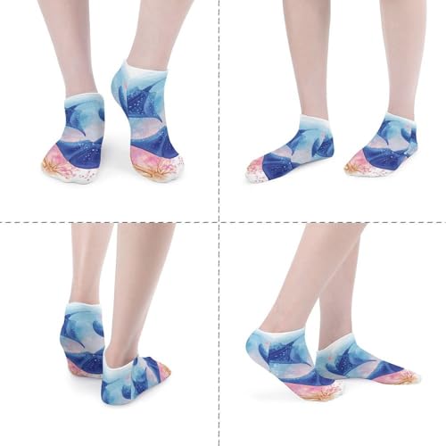 5 Pairs of Cotton Ankle Socks for Women Men Sea Animals Stingrays Low Cut Socks for Running Hiking No Show Athletic Sock4