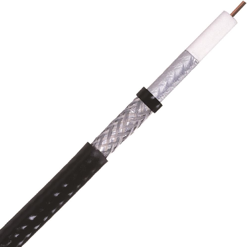 LOGICO Best RG6 Coaxial Cable CCS 18AWG Dual Shield Coax 1000ft TV Antenna Satellite Black