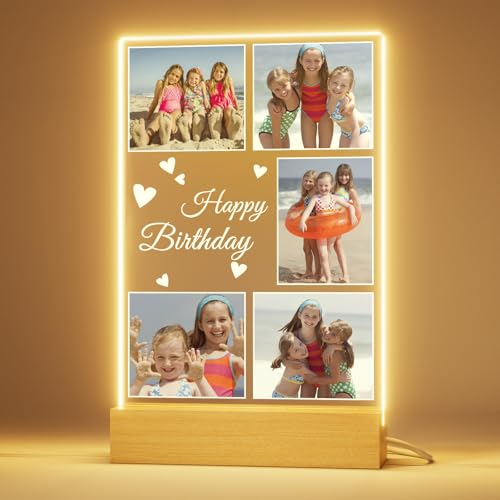 Bemaystar Personalized Picture Frame with Photo, Custom Photo Frame with Night Light, Personalized Christmas Valentines Day Anniversary Birthday Gifts for Men Women Girlfriend Boyfriend Him Her Couple
