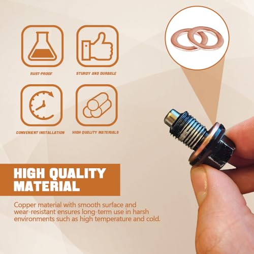 Image of 15PCS Oil Drain Plug Gasket, Oil Plug Crush Washer, 14mm Copper Crush Washer Oil Sealing Gaskets, Car Accessories Drain Plug Gasket Crush Washer Seals Compatible with OEM PN Part 007603-014106
