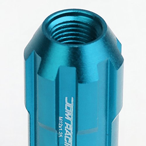 Image of DNA MOTORING LN-ZTL-9025-125-LB 20Pcs M12 x 1.25 Open End Style Wheel Lug Nuts w /Deep Drive Extension Adapter, 24mm OD /50mm H, Light Blue