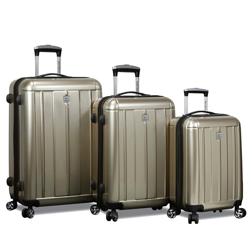 World Traveler Contour Hardside 3-Piece Spinner Luggage Set with TSA Lock, Champagne, One Size