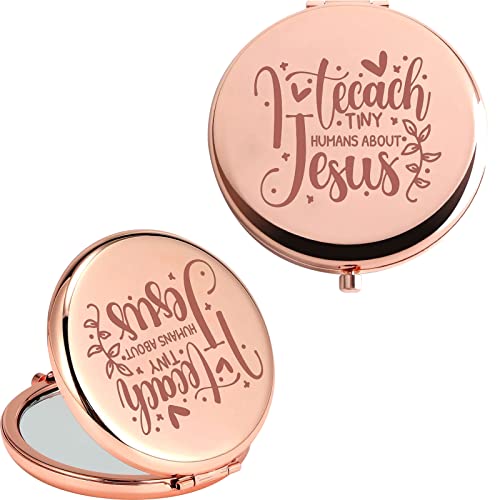 Aktap Religious Teacher Travel Makeup Mirror I Teach Tiny Humans About Jesus Compact Mirror For Sunday School Teacher Gift (Jesus Compact Mirror) #TOP13