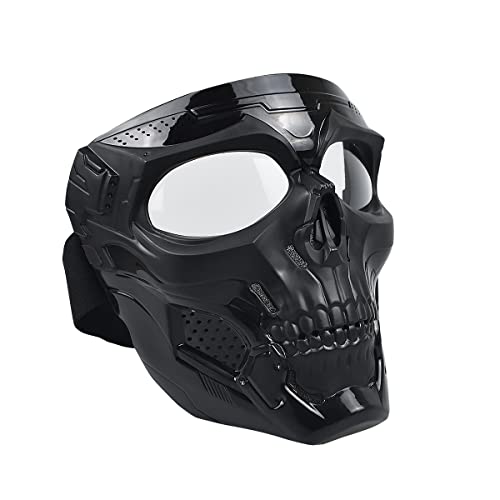 Motorcycle Goggles Mask Skull Airsoft Mask Skeleton Army Fans Tactical Mask For Halloween Paintball Game Movie Party (Black) #TOP23