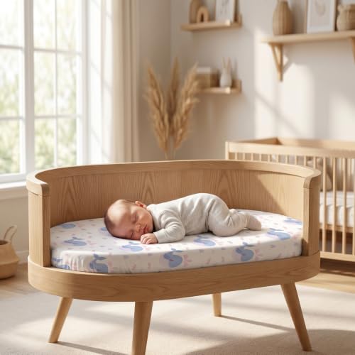Image of Baby Bassinet Sheets for Baby Boy Girls,4-Pack Fitted Bassinet Sheets Set Compatible with Halo Bassinest Swivel Sleeper,Baby Delight,Angelbliss,32 inchX16 inch (Lion Heart)