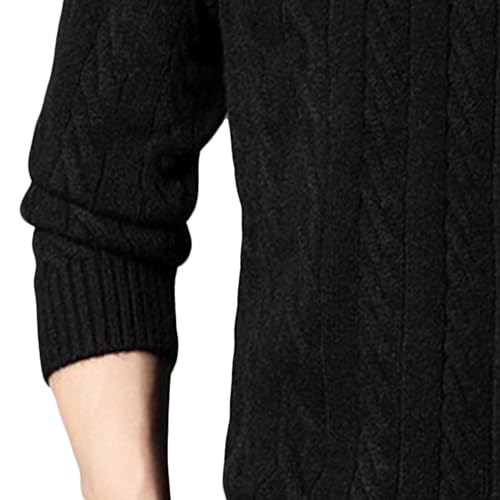 DGHM-JLMY Mens Stand Collar Pullover Sweater Winter Chunky Thermal Sweaters Casual Cable Knitted Quarter Button Sweaters3