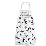 cenwa grembiule da cucina con tasche border collie per amanti dei cani, con tasche, regolabile, idea regalo per proprietari di cani, bianco, 72*68 cm (28.34*26.77inch)