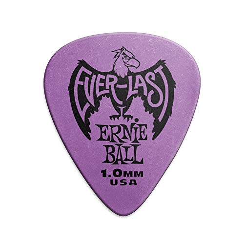 Ernie Ball Everlast - Púas para guitarra, 1 mm, 12 unidades, color morado