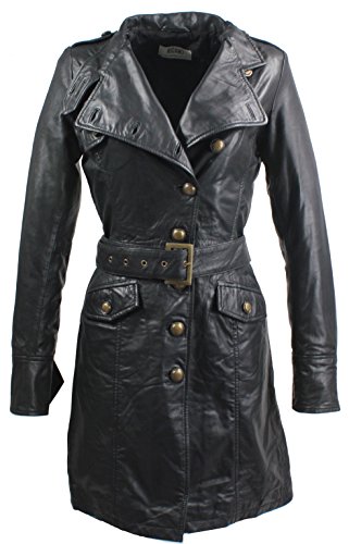 RICANO SERA Damen Ledermantel/Lederjacke, Lamm Nappa Echtleder (Schwarz,...