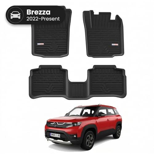 Image of 3D TPE Car Floor Mat for Brezza (2022 Onwards) Custom Fit, Heavy Duty & Anti-Slip Floor Mat | Easy to Clean, All Weather Resistant, Waterproof & Dustproof Car Foot Mat for Brezza