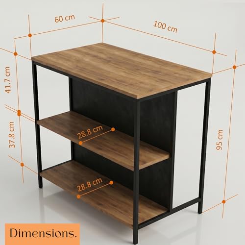 Image of Klaxon Modern Bar Table with Foldable Wine Rack, Counter Height Pub Bistro Table for Kitchen & Dining Area, Forest Dark (DIY Installation)